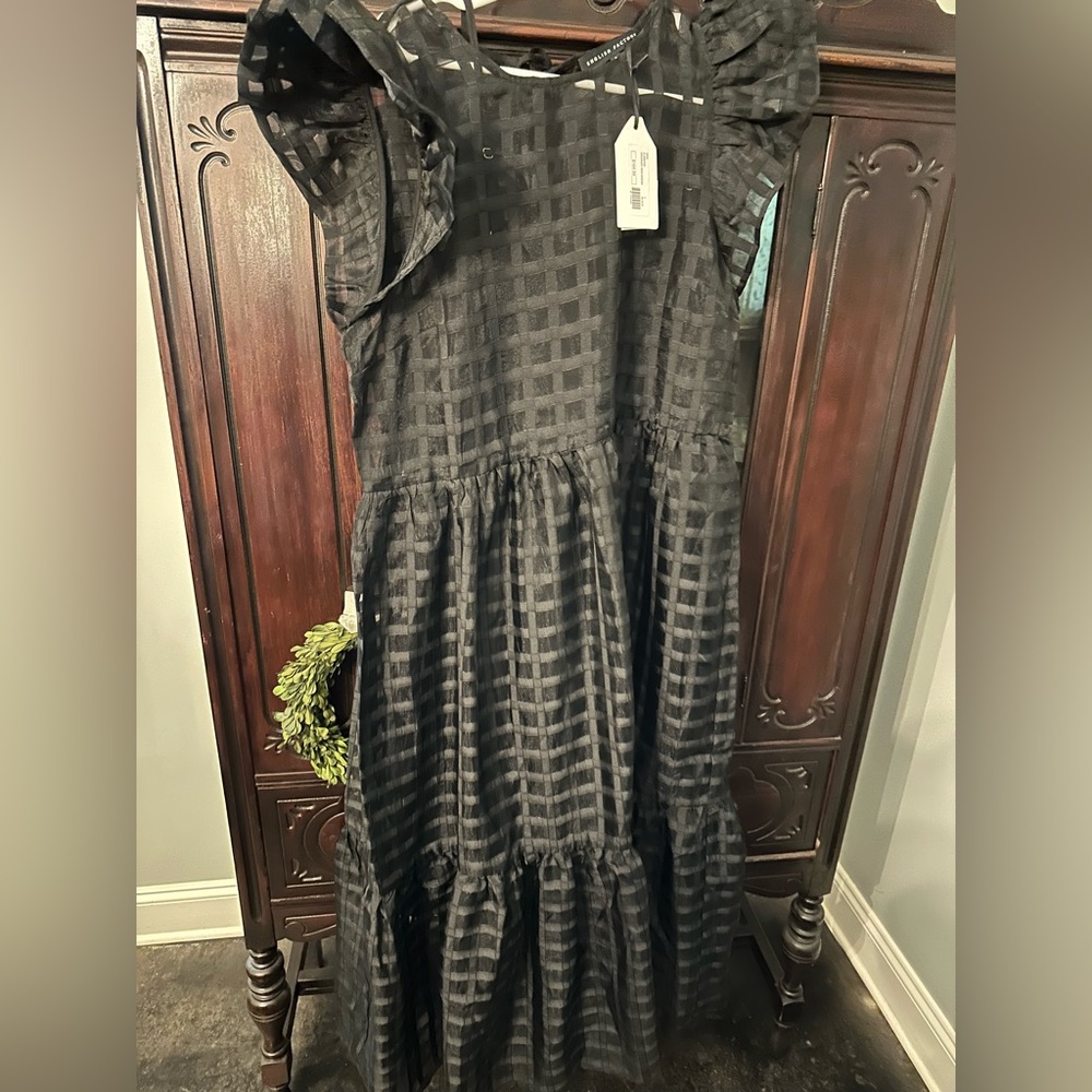 English Factory Black Tiered Puff Sleeve Sundress